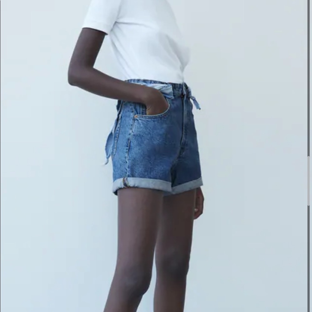 Zara High Rise Mom Fit Bermuda Shorts